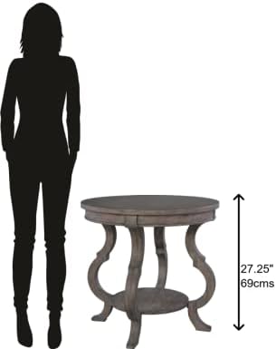 ריהוט HEKMAN LINCOLN PARK שולחן מנורה עגול - גימור פארק לינקולן, מדף יחיד, בחר מוצקים ופורנירים, רגליים