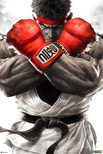 לוחם הרחוב למינציה Ryu Armsed Arms Pose Capcom Capcom משחק וידאו סחורה גיימר קלאסי פוסטר לוחם יבש מחיקה