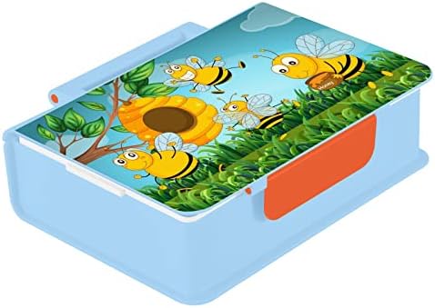 דבורים סובו עם קופסאות בנטו של דבורה למבוגרים/ילדים אטום דליפות ארוחות צהריים מכולות צהריים כחולות