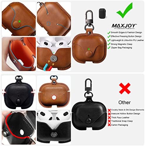 AirPods 3 עור מארז, Maxjoy for AirPods Case 3rd Cover 2021 AirPod Gen 3 כיסוי מגן עם מחזיק מפתחות תואם