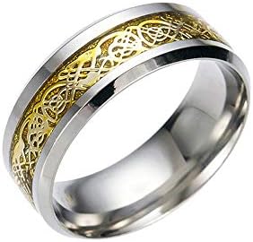 דפוס דרקון של 8 ממ של גברים טונגסטן טבעת נישואין שיבוץ קצה קצה קצה נוחות נוחות גודל 5 עד 13