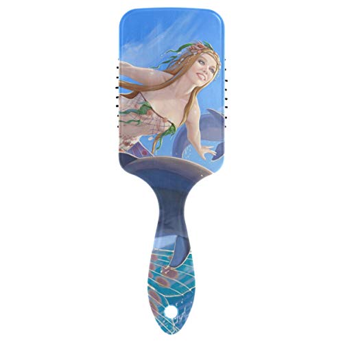 מברשת שיער של כרית אוויר של VIPSK, בולי בת ים עופפים פלסטיק כחול, עיסוי טוב מתאים ומברשת שיער מתנתקת אנטי סטטית
