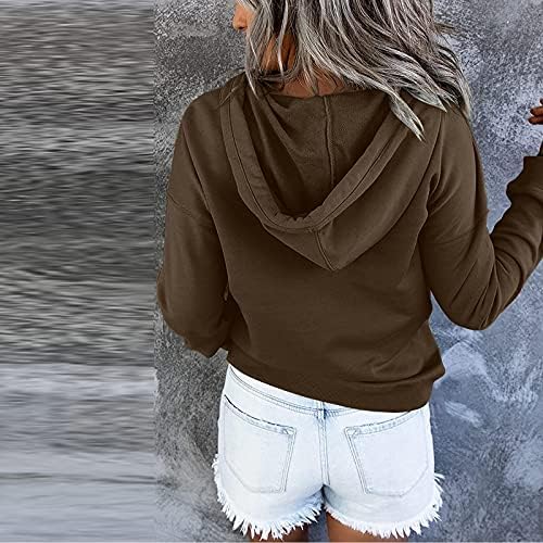 קפוצ'ונים של סוודר לנשים צמרת כפתור מזדמן בכיס שרוול ארוך סווטשירטים