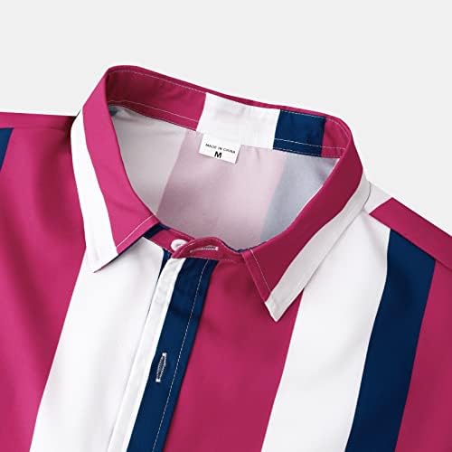 חולצות מזדמנים של Zddo Mens נופלות שרוול ארוך כפתור פס אנכי למטה טלאים חולצת עבודה עסקית