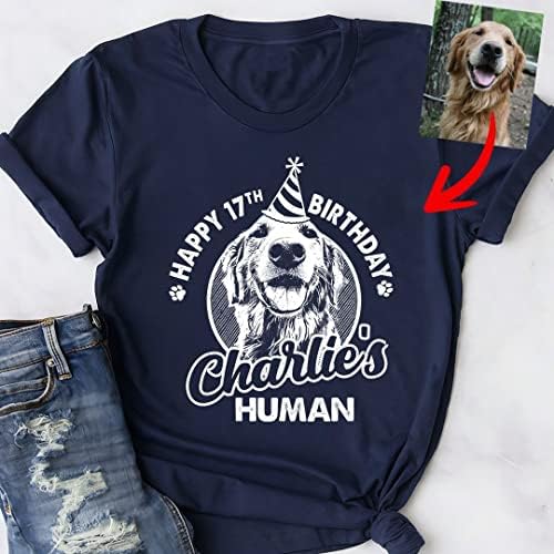 Pawarts בהתאמה אישית יום הולדת שמח חולצת כלבים מותאמת אישית - חולצת כלבים לגברים ונשים חולצת אבא כלבים