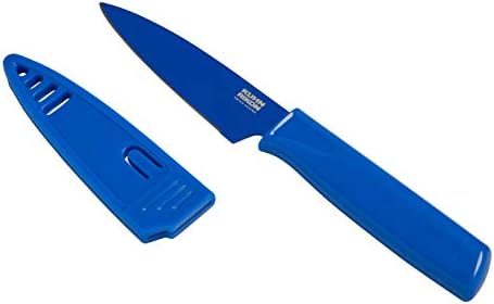 קון ריקון קולורי שאינו מקל ישר קילוף סכין עם בטיחות נדן, 4 אינץ/10.16 סנטימטר להב, אוכמניות
