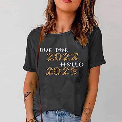 קצר שרוול חולצות לנשים מקרית קצר שרוול חג חולצות ביי ביי 2022 שלום 2023 הדפסת חולצות חולצה