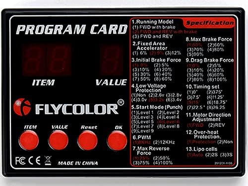 כרטיס תכנות FLYCOLOR לבקר מהירות אלקטרונית של מכוניות RC