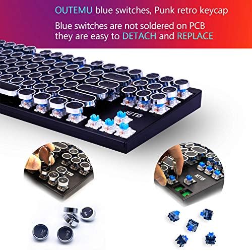 מקלדת משחק מכנית של IETs עם מתגים כחולים ， פאנק רטרו מקשים מקשים ， 87 מקשים מקשים מכניים מחשב עם מקלדת