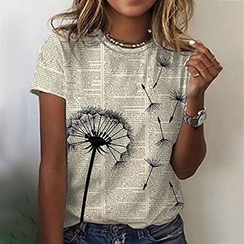 LytryCamev גרפיקה לנשים וינטג 'טרנדי נשים חולצות פרחי קיץ הדפס חולצות שרוול קצר