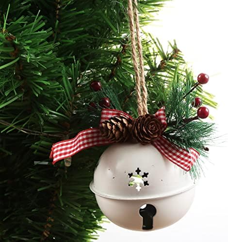 קישוטי עץ חג המולד 80 ממ גדול לבן פעמון חג המולד פעמון תליון חרוזים על מחרוזת