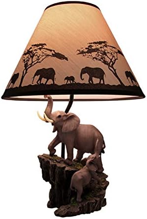 פילים של Zeckos על משלחת מנורת שולחן פיסול עם צל דקורטיבי