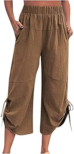 מכנסי קפרי מכנסיים מזדמנים אלסטיים מותניים גבוהים רופפים רופפים מכנסיים קצוצים ברגליים מקומיות