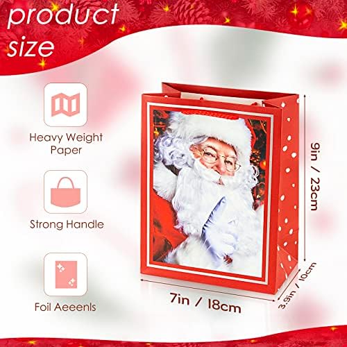 Petox 4 חבילה שקיות מתנה קטנות לחג המולד עם ידיות - 4 סוגים של שקיות מתנה של סנטה קלאוס חמוד