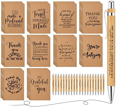 50 סט השראה מחברות מוטיבציה עטים תודה לך עץ במבוק עט קראפט מחברות הערכת עובדים מתנה כיס כתבי עת כדורי עט עמית