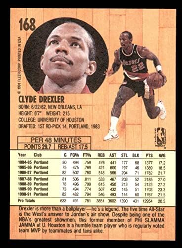 1991 Fleer 168 Clyde Drexler Trail Blazers NM/MT Trail Blazers Houston