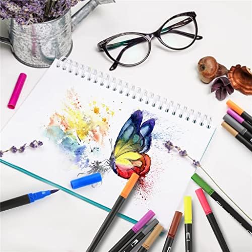 Yfqhdd 60/72 צבעים עטים בצבעי מים הגדרת עט אמנות מברשת קצה כפול לציור ציור קליגרפיה ציוד אמנות צביעה