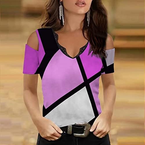 אופנת נשים מזדמנים טייז רופף בסיסי V צוואר חולצת טריקו עם שרוולים קצרים 2023 קיץ חולצה מודפסת נוחה