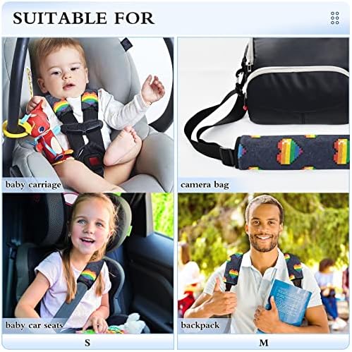 Rainbow Heart LGBTQ גאווה חגורת בטיחות מכסה כיסוי חגורת בטיחות מכונית כיסויי חגורת בטיחות רכים