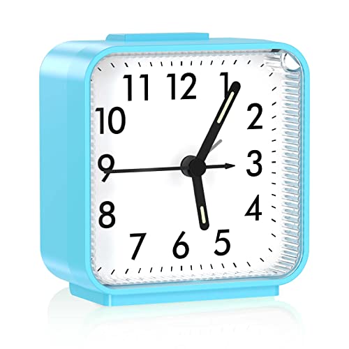 שעון מעורר אנלוגי של JXTZ, שעוני ליד המיטה מופעל על סוללות, שעון נסיעות שקט לא מתקתק עם אור לילה, נודניק,