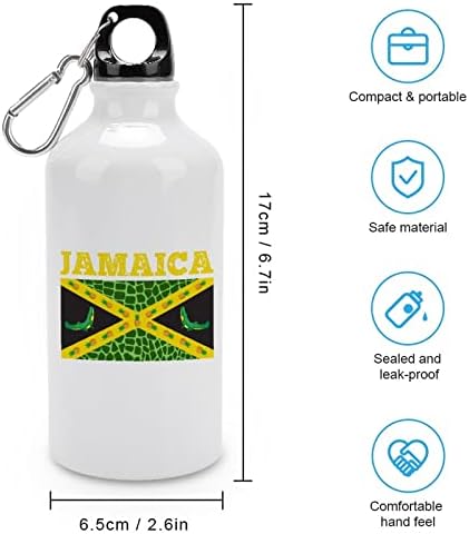דגל ג'מייקה ספורט בקבוק אלומיניום נייד בקבוקי מים ספורטיביים עם קרבינר ומכסה טוויסט