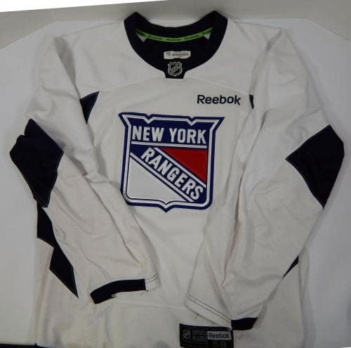 משחק ריינג'רס בניו יורק השתמשו בתרגול לבן ג'רזי ריבוק 58 DP32400 - משחק משומש גופיות NHL