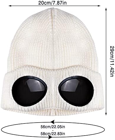 כפת כובע לגברים נשים חורף סקי רפוי לסרוג באזיקים כובעי מוצק מצחיק משקפי שמש כפת גולגולת כובע קר מזג
