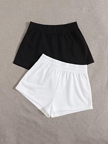 מכנסיים קצרים לנשים BFXLMKI 2 חבילות מכנסיים קצרים של מותניים אלסטיים מוצקים