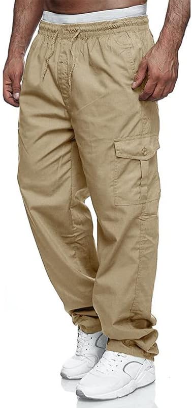 מכנסי מטען מזדמנים של JMierr - מכנסי צ'ינו מכנסיים כותנה מטיילים אלסטיים מכנסי טרנינג ספורטיבית עם 6 כיסים