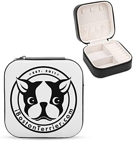 BOSTON TERRIER DOG MINI קופסת תכשיטים PU מארגן עור מארגן אחסון קופסאות לטיולים הביתה לא נלאים