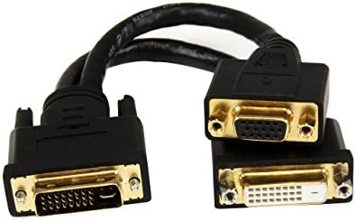 Startech.com 1 ft DVI -D ל- DVI -D & HDMI Splitter כבל - M/F - קישור כפול - שחור - מפצל וידאו