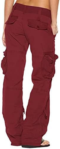 מכנסי מטען פעילים של Jupaopon מכנסי מטען טקטיים אמצע עלייה מוליכים מרובי כניסות מכנסי רגל רחבים נמתחים מכנסי