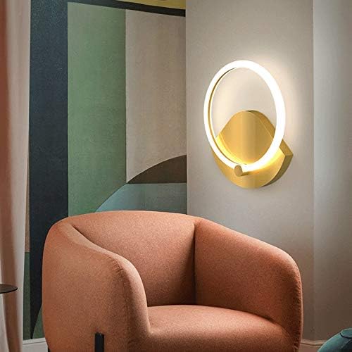 נורדי יצירתי מנורת קיר, לבן אקריליק + פליז בסיס קיר אור יצירתי הוביל עגול קישוט קיר פמוטים לסלון