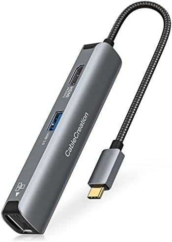 5-in-1 USB C Hub מתאם רב-מתאם, 4K 60Hz HDMI צרור עם 8K 48GBPS ULTRA במהירות גבוהה HDMI כבל 10ft