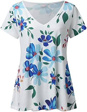 UIKMNH נשים שרוול קצר חולצה רגועה חולצת חולצת קיץ פרחונית