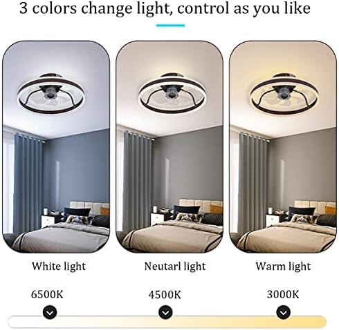 מאוורר LED Fehun עם תאורת תקרה 3 צבעים ניתן לעמעום עם שלט רחוק חדר שינה מקורה שקט 3 מהירות אורות תקרה מאווררים