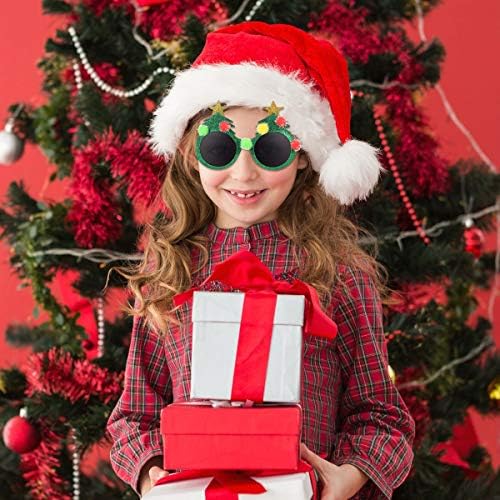 משקפי עיניים עץ חג המולד של AMOSFUN משקפי תלבושות פלסטיק חדשניים לחג המולד