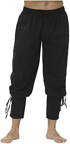 גברים של קרסול התאגדו שרוול שחור מכנסיים תלבושות עם שרוכים מוצק מזדמן מכנסיים קיץ מטען מכנסיים