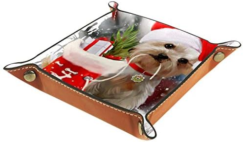 אייסו שרות מגש חג המולד לחיות מחמד כלב הדפסת עור תכשיטי מגשי ארגונית תיבת עבור ארנקים, שעונים,