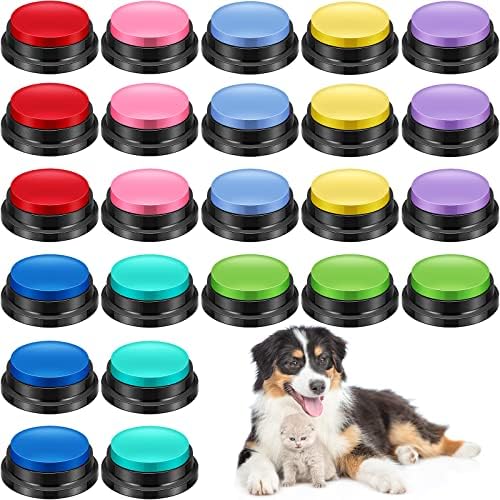 24 יחידות 8 צבעים קול הקלטת כפתור לצריבה כלב כפתורי תקשורת לחיות מחמד אימון זמזם, 30 שניות שיא והשמעה למשפחה