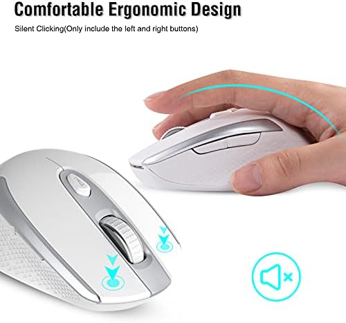 עכבר מחשב אלחוטי, 2.4 גרם עכבר אלחוטי שקט למחשב נייד, עכבר עם 6 כפתורים ו-3 מדדים מתכווננים למחשב