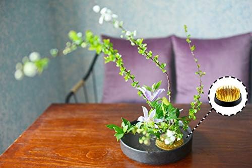 מסדר פרחים של קנזאן איקבאנה יפני SVY, קוטר 3¼ אינץ ', צפרדע פרחים קנזאן עם כיול מחט ומברשת ניקוי - עגול 3.2