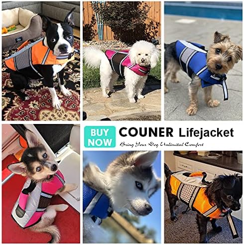מעיל הצלת כלבים של Couner, אפוד חיי כלבים קל משקל עם פסים רפלקטיביים, משמר חיי כלבים מתכוונן