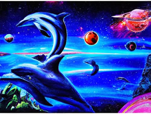 Rovepic 5D יהלום ערכות ציור דולפין שמיים כוכבים עגולים מקדחה מלאה, צבע DIY עם יהלומים ארט פלנט מערכת סולארית