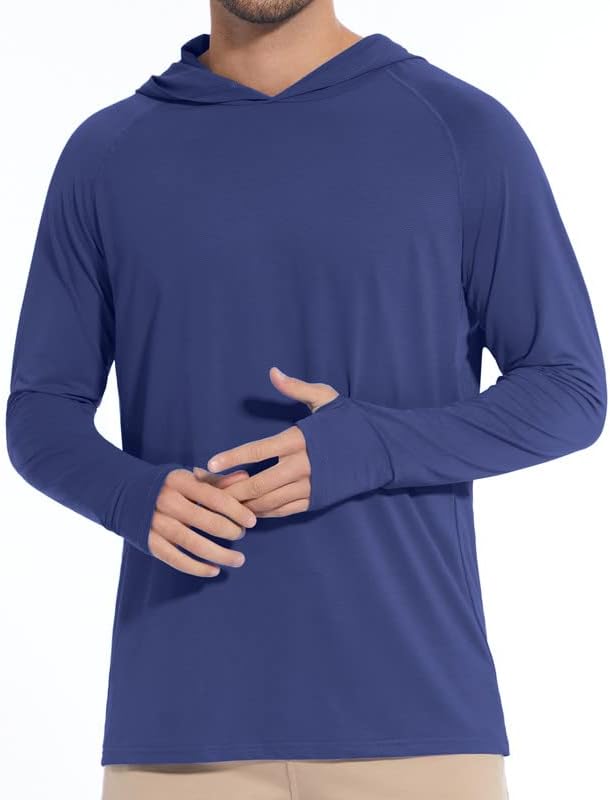 Uumiaer upf 50+ חולצת קפוצ'ון הגנה מפני השמש שומר פריחה של שרוול ארוך לגברים חולצת חורי שחייה קלה