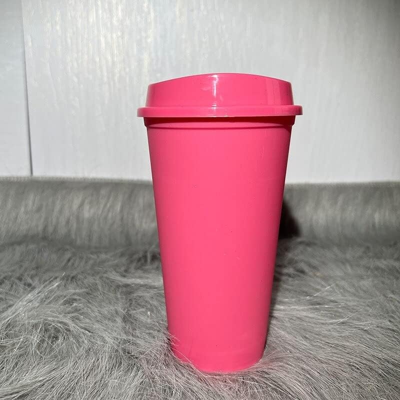 כוסות פלסטיק עם מכסים, כוס דליפת כוס 16oz גימור לשימוש חוזר של כוס קפה מפלסטיק רגיל מפלסטיק עם מכסה