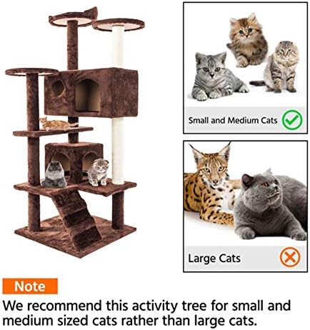 52 & 34; מוצק חמוד סיסל חבל קטיפה חתול לטפס עץ חתול מגדל* חתולים וחתולים טיפוס מרגיע ולשחק מקורה חום