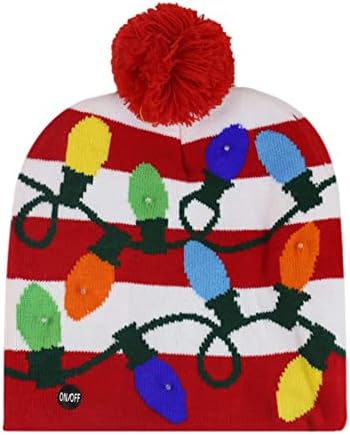 כובע סרוג אוגן כדור חג המולד אורות חג המולד עם כובע עץ הוביל כובע בייסבול דמוי עור נשים
