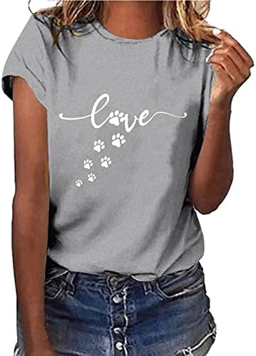 נשים חולצת חג האהבה חולצות הדפסת כלב כלב פלוס חולצות שרוול קצר בגודל
