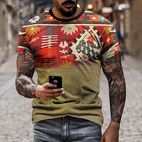 חולצות טריקו של שרוול קצר של XXBR לרחוב אופנה Mens 3d Aztec Boho Tee Tee Tops רטרו שריר טשטוש מזדמן